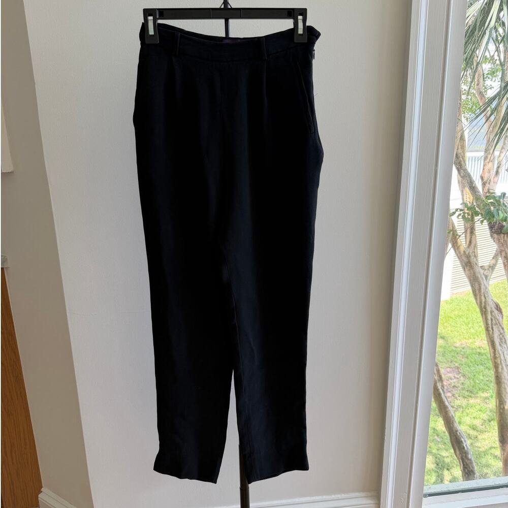 Ralph Lauren Purple Label 100% Silk Pants Black Size 8 Made in the USA
